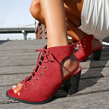 Breakj Toe Behind The Air Cool Boots Women In Front With Thick Heel High-Heeled Sandals