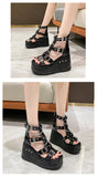 Female Stylish Gothic Zipper High Wedges Sandals Summer Platform Punk Street women's Sandals Fish Mouth Shoes