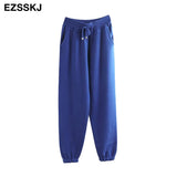 Women Elastic Waist Drawstring Trousers Thick Track warm sweater Pants Autumn Winter Sport swear Women'S Pants