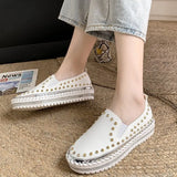 Size Casual Shoes For Women In Spring 2023 New Love Shoes With Thick And Flat Rivets And Fashionable Women's
