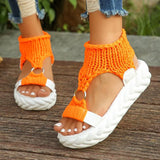 New Thick-Soled Casual Cake Women Sandals Korean Version Of The Toe Roman Comfortable Wool Round Buckle Women's