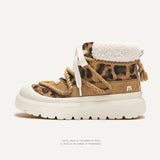 Breakj Shoes Classic Yellow Boots Winter Thick Warm Cotton Shoes Short Barrel Snow Boots Men And Women The Same Leopard-Print Martin