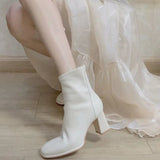 Breakj Version Of The College Wind High And Short Boots 2025 Autumn And Winter New White Thin Boots French Head Thick And Martin