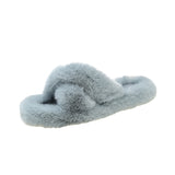 Breakj Slippers Women Wear Net Red Code 2025 New Autumn And Winter Warm Wear Cross Fur