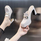 Breakj Slippers Women Wear Fashion Out 2025 Spring And Autumn New Thick Heel Fitting Room High Heel Single