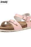 2023 New Summer Beach Cork Sandals Casual Women Outside Non-slip Double Buckle Sandalias