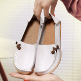 Leather Shoes Flat Bottom Ladies Casual Mom Shoes Soft Loafers Women's Shallow Summer Comfort Flats Nursing Shoes
