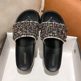 Shoes Thicken Soled Slippers Woman Paillette Sandals Platform Muffins Slides High Heels Sandales Femmes Luxury
