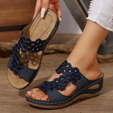 Breakj Summer New Women's Slope And Thick-Bottomed Slippers Large-Size Fish Mouth Casual Beach Shoes