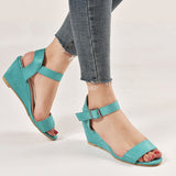Brand 2022 Sexy Flock Platform Wedges High Heels Shoes Sandals Women Summer Buckle Party Buckle Strap Shoes Woman Sandals