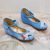 Breakj Heels Single Shoes Embroidered Cloth Shoes Spring And Autumn Ancient Wind Ethnic Wind Women's Shoes Mother Shoes Square Dance