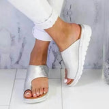 Large-Size Toe Sandals Flat-Soled Solid-Color Sandals Women's Thick Soles Women's Sandals Direct