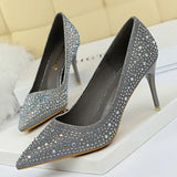 Shoes Rhinestone Woman Pumps Fashion Wedding Shoes Women Basic Pump Stiletto Heels 10cm 7cm Heeled Shoes High