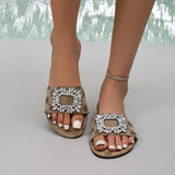 Breakj Spring And Autumn New Large-Size Type Flat Bottom Water Drill Fashion One Foot Lazy Slipper