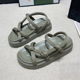 Breakj African Knotted Sandals Women's Platform Toe Sandals Summer Beach Sandals Roman