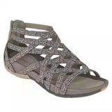 Women Shoes 2021 Leopard Round Toe Hollow Wedges Sandals Casual Closed Toe Flat Rome Sandals Zapatillas