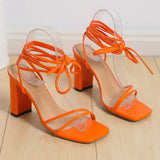 Breakj 2025 Large-Size Women's Shoes Outside Wearing The Square Head With The Explosion Of Rough And Roman Women Strap