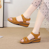 Breakj Shoes 2025 New Casual Round Head Magic Sticker Heel Sandals In Women's
