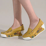 Shoes Loafers For Women 2021 Wedges Sneakers Floral Single Woman White Shoes Platform Breathable Female Vulcanized