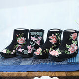 Breakj Boots Embroidered Cloth Boots Women Winter Clip Cotton And Velvet Short Boots With High Slope Heel And High Heel Embroidered