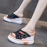 Hot Women Wedges Sandals Glitter High Heels Sandals Summer 2021 Chaussures Femme Platform Sandals Bling Casual Sandalia