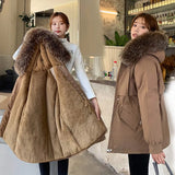 Casual Loose Fur Liner Hooded Winter Parkas Women Fashion Solid Thick Short Coats Women Elegant Cotton Jackets