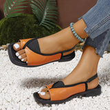 Breakj Size Flat Sandals Female 2024 New Toe Square Leisure After Elastic Roman
