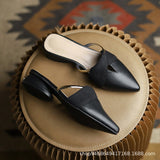 Breakj Half Slippers Women's Summer Wear 2025 Summer New Shoes Pointed Flat Bottom Muller Cool Slippers Half-To-Single