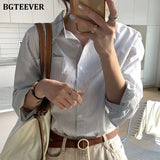 Vintage Ladies Striped Women Blouses Turn-down Collar Long Sleeve Loose Female Shirts Casual Tops Femme 2021