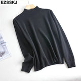 Loose soft solid color turtleneck Sweater Pullover Women Casual Long Sleeve chic bottom Sweater Female Jumpers