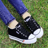 2023 New Women's Canvas Shoes Fashion Lace-Up Ladies Trainers Casual Sneakers Women High Heels Platform White