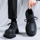 Breakj 2024 Web Celebrity Advanced Feeling Thick Bottom Korean Version Black Dress Business Casual Fashion Derby Shoes