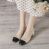 Breakj Work Single Shoes Women 2023 Summer New Simple One Word With Square Head Thick With Baotou Casual Women's