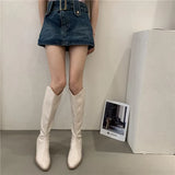 Spring And Autumn Thin Western Cowboy Boots Small White Pointed High Boots Little Knight Net Red Long Boot