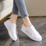 Breakj White Shoes Women 2025 New Spring Breathable Flats Shoe Lace With Sports Fashion Casual Shoes