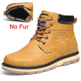 2022 Newest Autumn Winter Ankle Warm Boots Quality PU Leather Men Casual Working Shoes Vintage Style Lace Up Men
