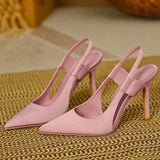 2022 Elegant Silk Slingback Pumps Women Sexy Pointed Toe Thin High Heels Shoes Woman Slip on Party Dress Shoes