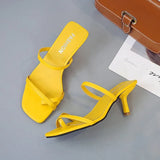 New Women Sandals Leather Yellow Sexy Pumps Fashion Wedding Stiletto Zapatillas Mujer Casa Sapatos Femininos Sandals Women