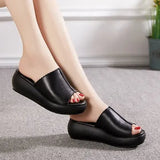 Women Slipper's 2021 Ladies Summer Slippers Shoes Women Wedges Heels Fashion Summer Genuine Leather Shoes
