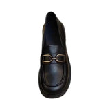 2024 Summer Women's Shoes Spring And Autumn Flat Single Shoes Soft Leather Black Leather Shoes Female British Wind One Foot Pedal Loafer