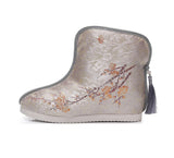 Breakj Boots Positioning Cut Brocade Tassel Clip Cotton And Velvet Women's Cotton Shoes Cloth Shoes Hanfu Shoes Cheongsam Short