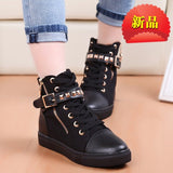 Spring And Autumn New High-Top Canvas Shoes Women's Shoes Korean Version Tide Zipper Rivet Students Flat-Soled White