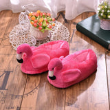 Women Winter Slippers Ladies Warm Fur Plush Flat House Shoes Female Ear Fashion Comfortable Casual Slip On Flamingo