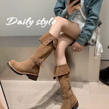 English Boot Girls Fall 2023 Western Cowboy Style Knight Boots Merad Pile Boot