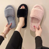 The New Style 2023 Autumn And Winter Slippers Home Casual Plush Slippers Women Warm Hair Slippers