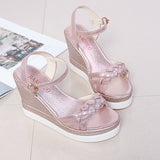Female Fashion Open Toe Sandals Dress Silver Sandals Women Wedges Platform Party Shoes Woman Womens Platform