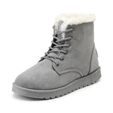Snow Boots Flat Lace Up Winter Plus Size Platform Ladies Warm Shoes 2021 New Flock Fur Women's Suede Ankle Boots