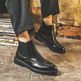 Breakj Boots Men British Style Low Pipe Short Boots Men Brock Business Martin Shoe