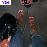 2021 Summer Ankle Strap Roman Square Heels Cross High Heels Women Sandals Sexy Peep Toe Sandals Women Shoes Party Shoes
