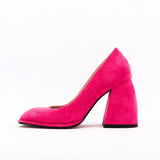 New Shallow Mouth Loafer Women's Shoes Thick Heel Suede High Heels Fashion Banquet Wedding Large Size Women's